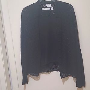 Julianna Collezione black open weave sweater and sleeveless top size S